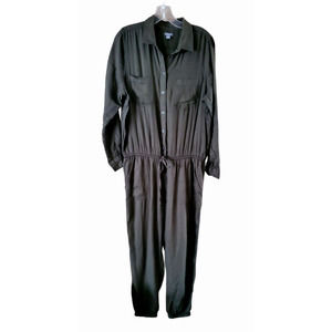 Aerie Olive Green Soft Utility Collared Jogger Ankle Jumpsuit Sz Lg